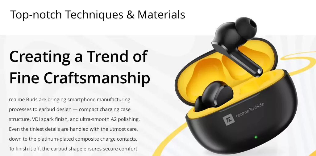 realme Techlife Buds T100 Earbuds with up to 28 Hours Playback & AI ENC for Calls Bluetooth Headset True Wireless, Gaming Mode, Instant Connection | zopic