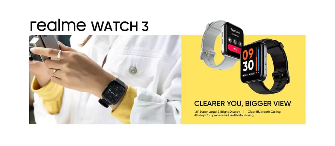 Realme Watch 3 Bluetooth Calling Smartwatch, 1.8 inch Horizon Curved Display, Fitness & Outdoor, Battery Upto 7 Days, Premium looking High Screen to Body Ratio design | zopic