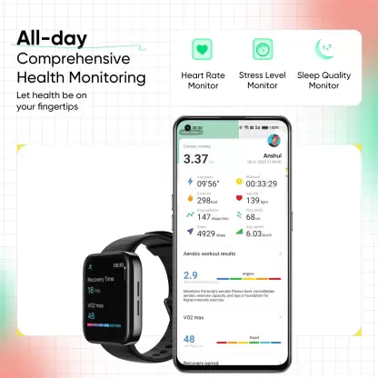 Realme Watch 3 Bluetooth Calling Smartwatch, 1.8 inch Horizon Curved Display, Fitness & Outdoor, Battery Upto 7 Days, Premium looking High Screen to Body Ratio design | zopic