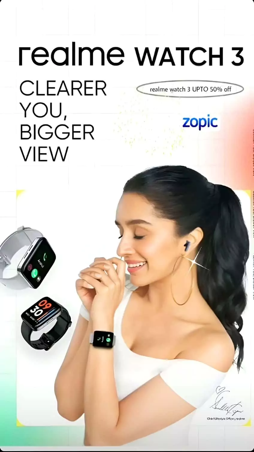 Realme Watch 3 Bluetooth Calling Smartwatch, 1.8 inch Horizon Curved Display, Fitness & Outdoor, Battery Upto 7 Days, Premium looking High Screen to Body Ratio design | zopic