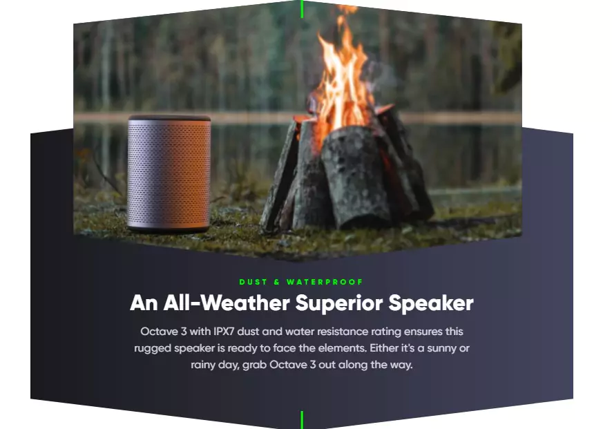 Mivi Octave 3 Speaker Wireless Bluetooth, Portable 360° HD Stereo Sound, Super Solid bass, 8 Hours Playtime, Waterproof, Voice Assistance | zopic