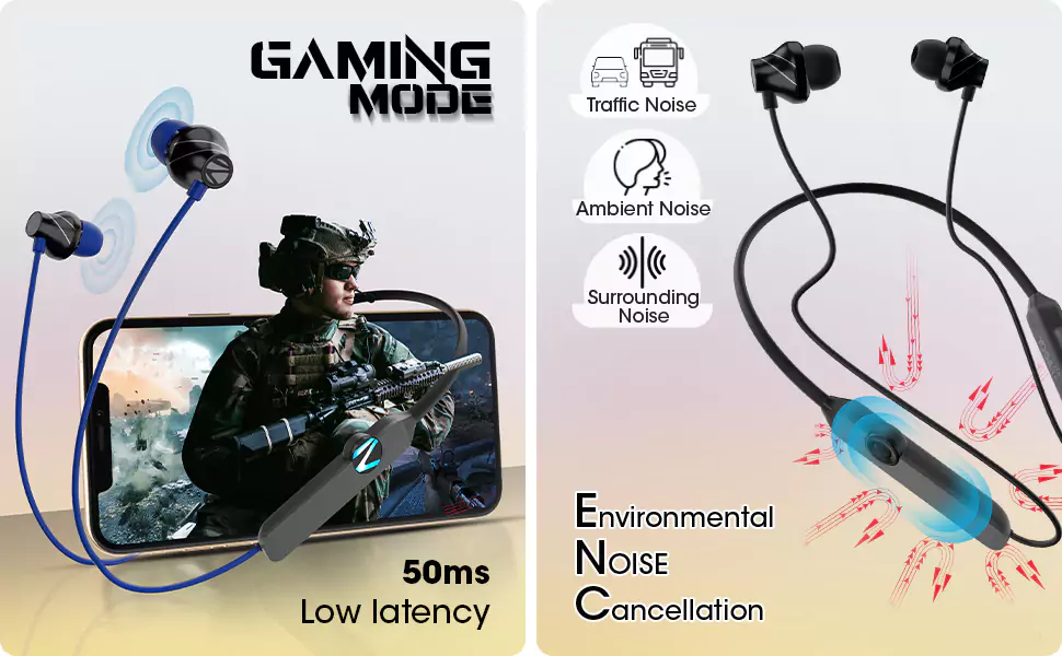 Zebronics Yoga N2 Neckband Bluetooth Wireless RGB with 30H Playtime, ENC Mic, Upto 50ms Gaming Mode, Powerful Bass, Voice Assistant, Dual Pairing | zopic