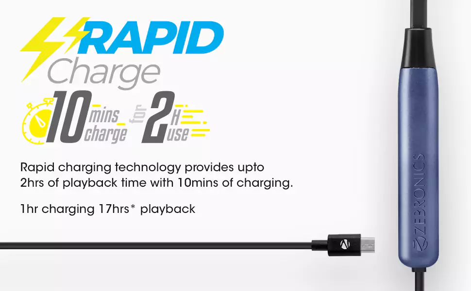 Zebronics Zeb Evolve Neckband Wireless Bluetooth in Ear, 17H Playback, Rapid Charge, Dual Pairing, Magnetic earpiece,Voice Assistant with Mic | zopic