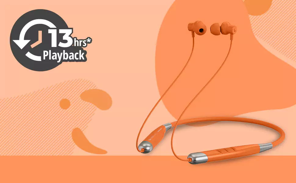 Zebronics Zeb Symphony Neckband Bluetooth Wireless in Ear with Mic V5.2 Type C Charging, Voice Assistant Support, Splash Proof Magnetic Earpiece | zopic