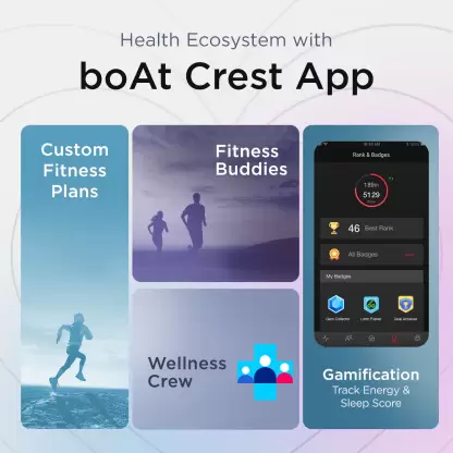 zopic boAt Wave Beat Smartwatch 1.69 inch Square HD Display 550 Nits Brightness Heart Rate and Blood Oxygen Monitoring Health Ecosystem with boAt Crest App Touchscreen Fitness & Outdoor Battery Runtime: Upto 7 days