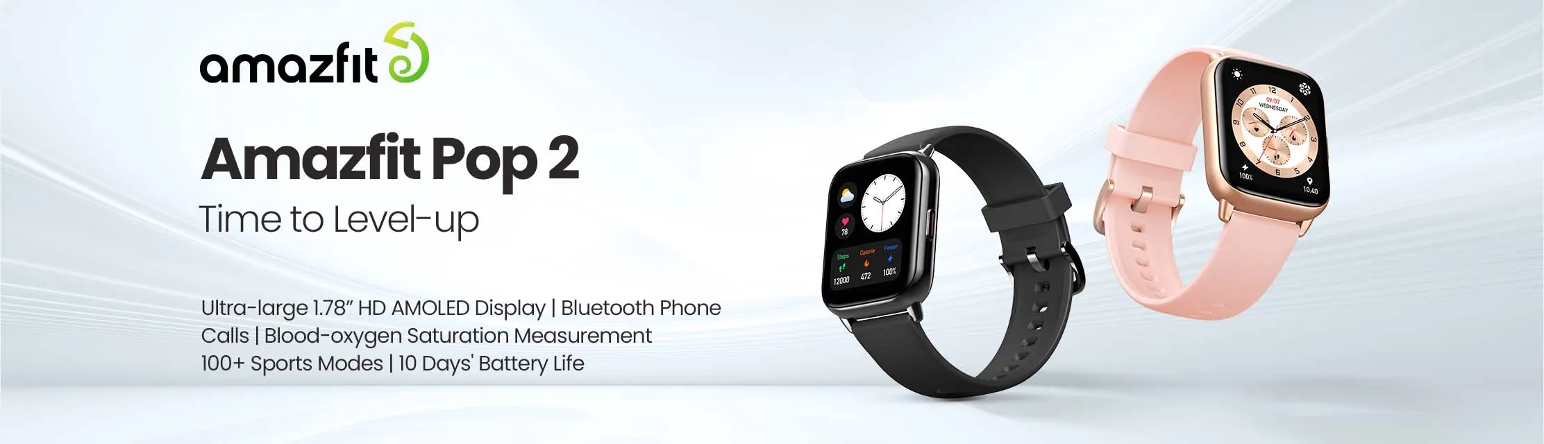 zopic Amazfit Pop 2 with Ultra-large 1.78 inch HD AMOLED Display, BT Calling, SpO2 Smartwatch Bluetooth Phone Calls 150+ Watch Faces , 100+ Sports Modes Blood-oxygen Saturation Measurement 24H Heart Rate Monitoring, Sleep Quality Monitoring Bluetooth Music Control, Bluetooth Voice Assistant 10 Days of Battery Life With Call Function Touchscreen Fitness & Outdoor Battery Runtime: Upto 10 days