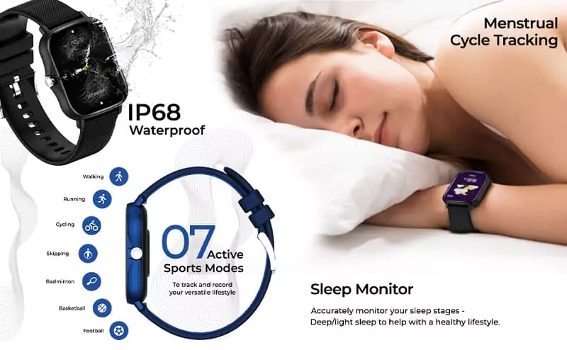 zopic PTron Force X10e Smartwatch black color with 1.7" Full Touch Color Display, 24/7 Heart Rate Tracking, SpO2, Multiple Faces, 10-12 Days Runtime, Sleep/Health/Fitness Trackers & IP68 Waterproof