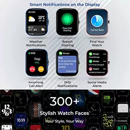 zopic PTron Force X10e Smartwatch black color with 1.7" Full Touch Color Display, 24/7 Heart Rate Tracking, SpO2, Multiple Faces, 10-12 Days Runtime, Sleep/Health/Fitness Trackers & IP68 Waterproof