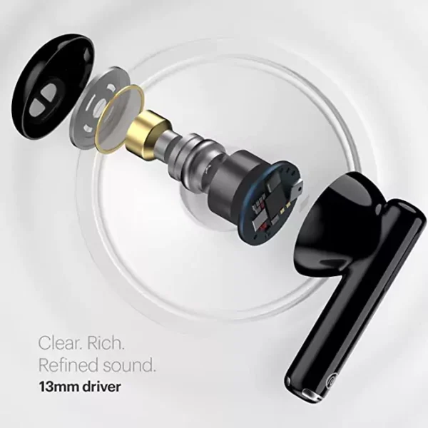 zopic Noise Newly Launched Air Buds 2 black color Truly Wireless Earbuds with 40-Hours of Playtime, Instacharge(10-min Charge=240-min Playtime), Quad Mic with ENC, 13 mm Driver, and BT v5.3