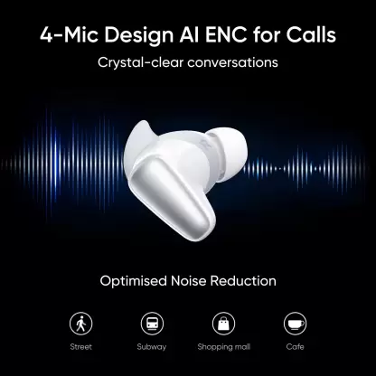zopic realme Buds Air 3S white color Bluetooth Truly Wireless in Ear Earbuds, 11mm Triple Titanium Driver, with Mic AI ENC for Calls, Dual Device Pairing, 30hrs Total Playback with Fast Charging