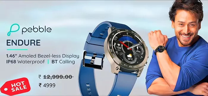 zopic pebble endure cosmos blue color black smartwatch tiger shroff watch shop now latest banner