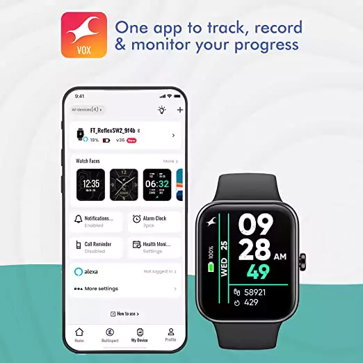 Fastrack Reflex Vox Smartwatch black color Alexa Built-inBright HD DisplayUpto 10 Days Battery5 ATM Water ResistanceMultiple Sports Modes100+ Watchfaces24x7 HRMSp