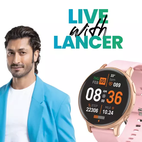 Lyne Lancer 1 Smartwatch Bluetooth Calling, IP68 Water resistance, Notification Alert, Heart Rate monitering, sleep alert