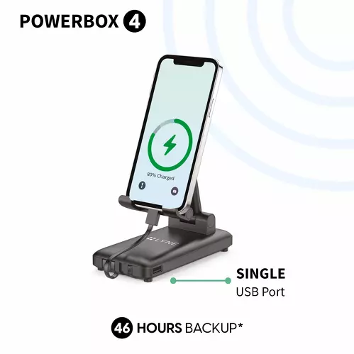 zopic Lyne Powerbox 4 powerbank LED Battery Indicator, 5 in 1 Powerbank, 46 Hours Extra backup, 10000 mAh Battery Capacity black color | zopic