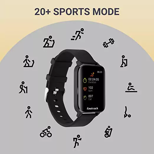 zopic Fastrack Reflex Curv Unisex Activity Tracker black color Smartwatch, 2.5D Curved Display, AI-Enabled Coach, Multiple Sports Mode, (1)