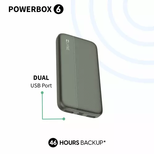 zopic Lyne Powerbox 6 powerbank green color 10000mah Battery Capacity, Dual USB port, 46 Hours of extra backup, Led Battery Indicator (1) 500x500
