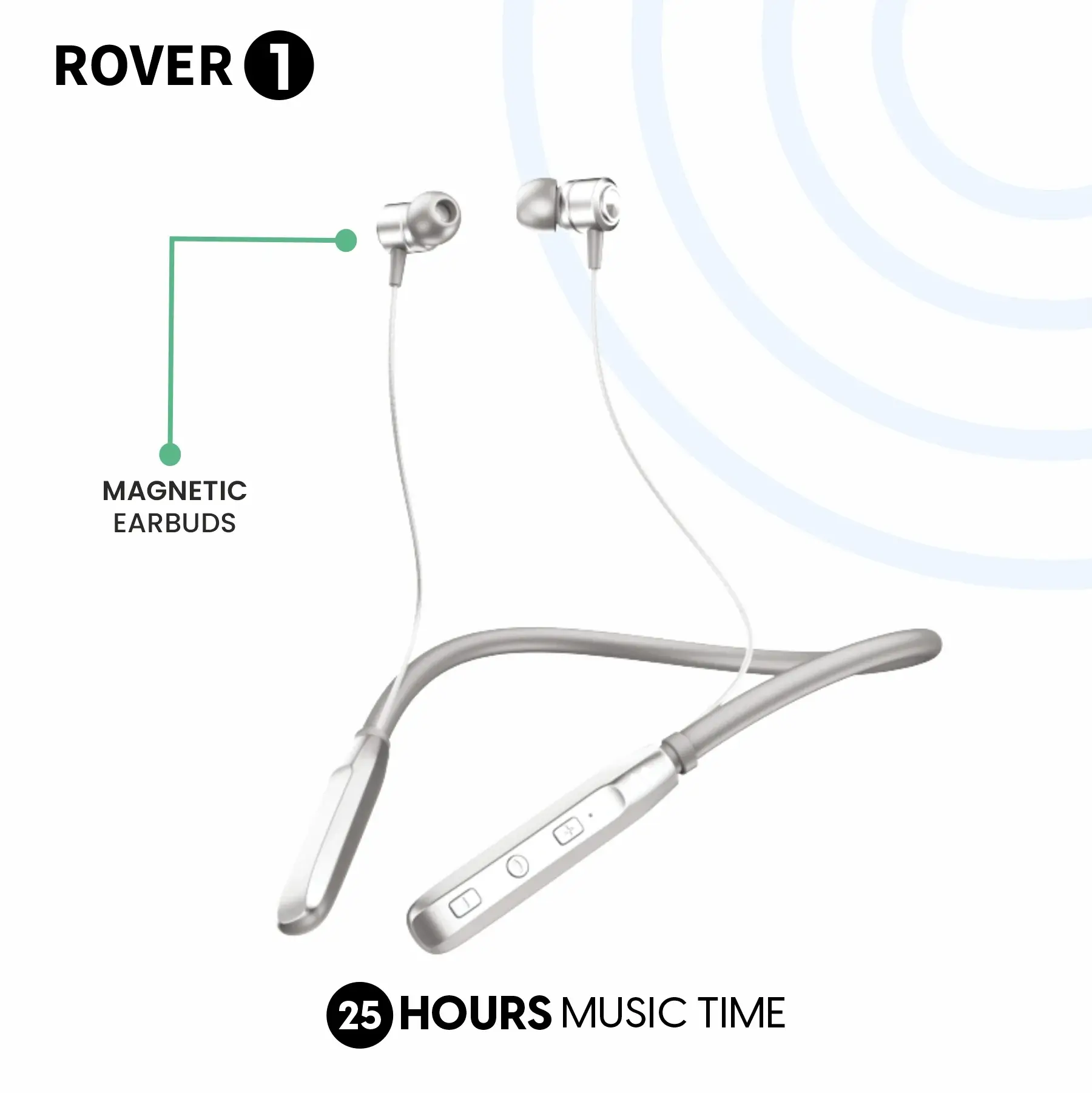 Lyne Rover 1 Neckband 25 Hours Playtime, Magnetic Buds, Dual Pairing, 10mm Drivers, Full Charge in 90 Min, Best Comfort