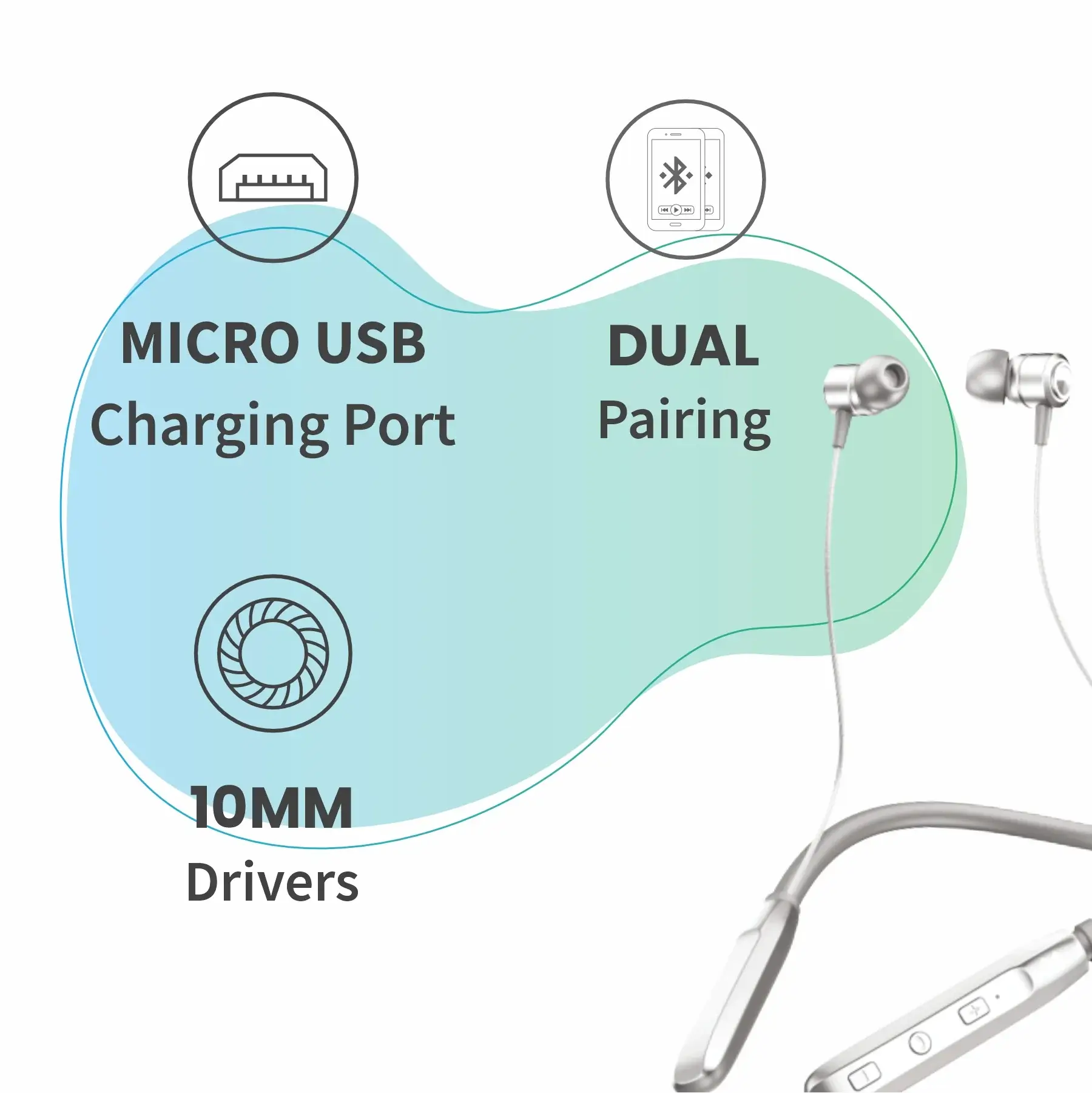 Lyne Rover 1 Neckband 25 Hours Playtime, Magnetic Buds, Dual Pairing, 10mm Drivers, Full Charge in 90 Min, Best Comfort