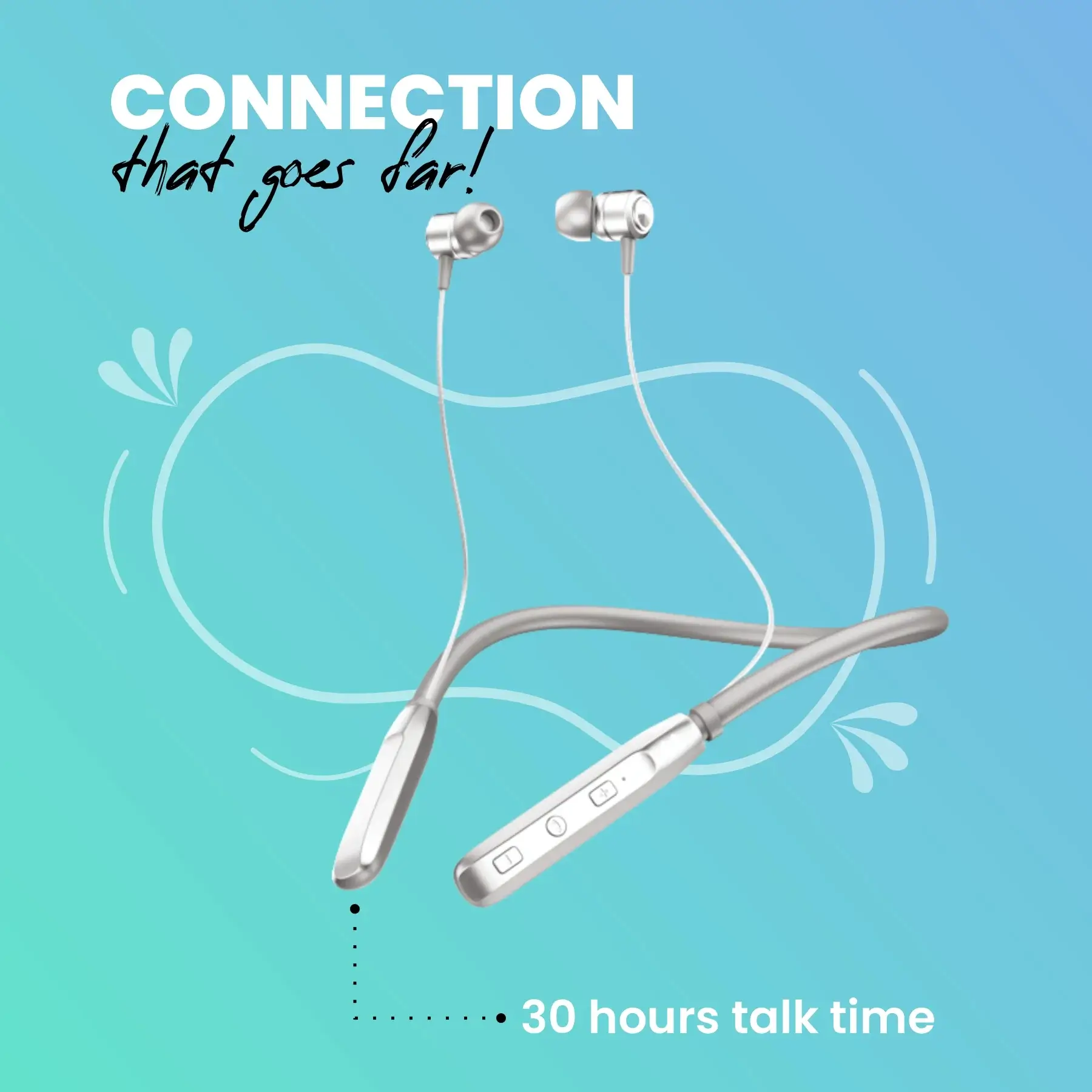 Lyne Rover 1 Neckband 25 Hours Playtime, Magnetic Buds, Dual Pairing, 10mm Drivers, Full Charge in 90 Min, Best Comfort