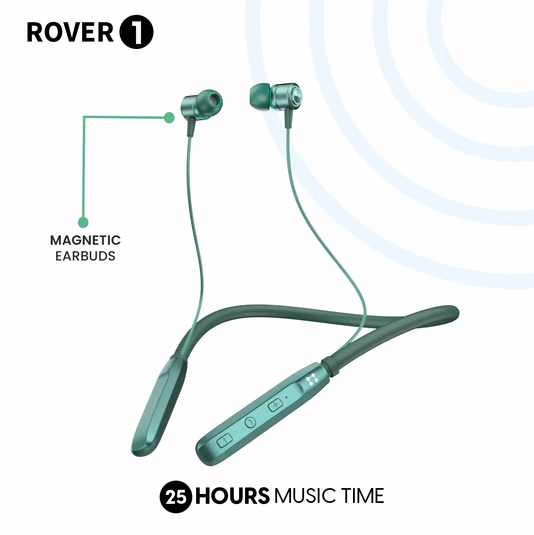 Lyne Rover 1 Neckband 25 Hours Playtime, Magnetic Buds, Dual Pairing, 10mm Drivers, Full Charge in 90 Min, Best Comfort