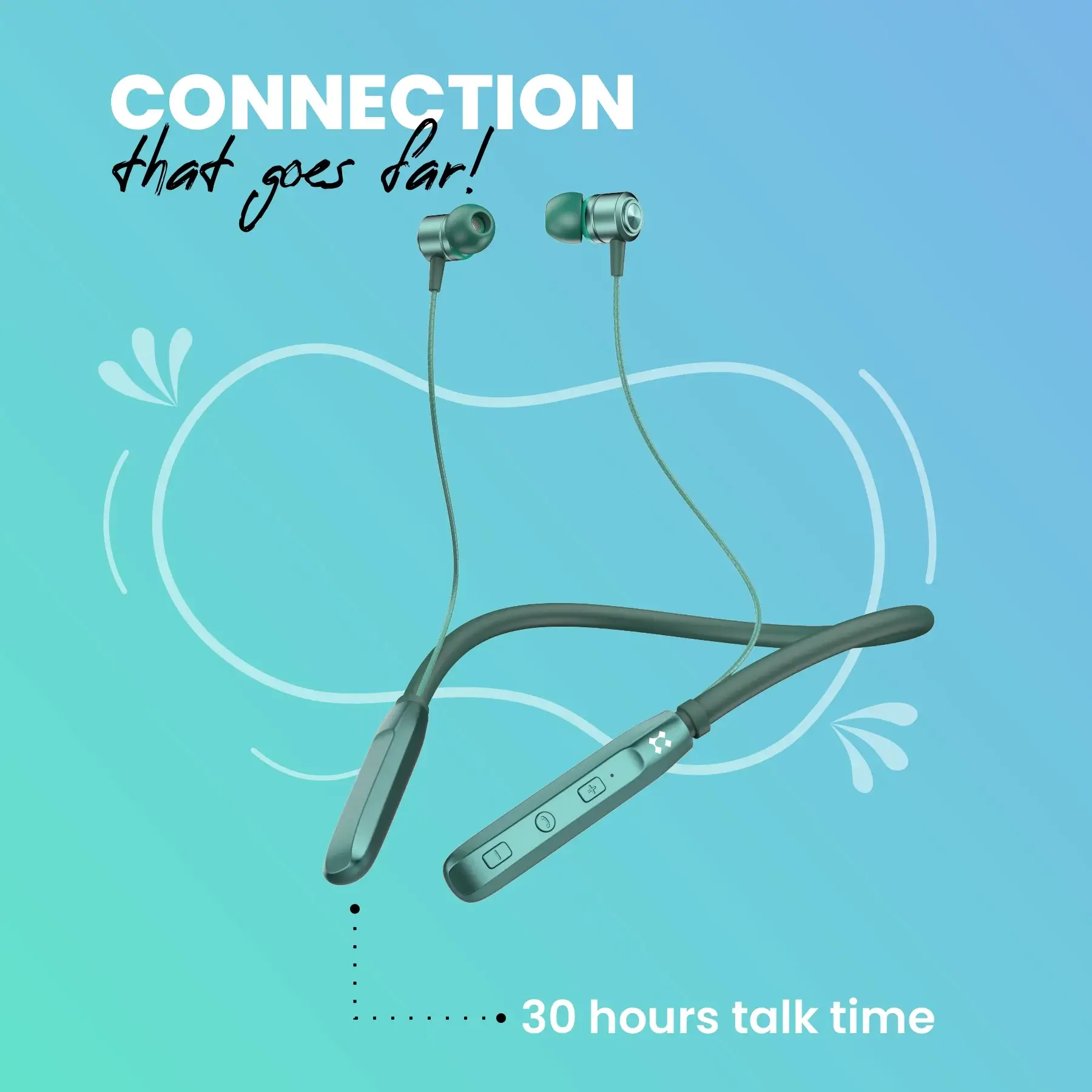 Lyne Rover 1 Neckband 25 Hours Playtime, Magnetic Buds, Dual Pairing, 10mm Drivers, Full Charge in 90 Min, Best Comfort