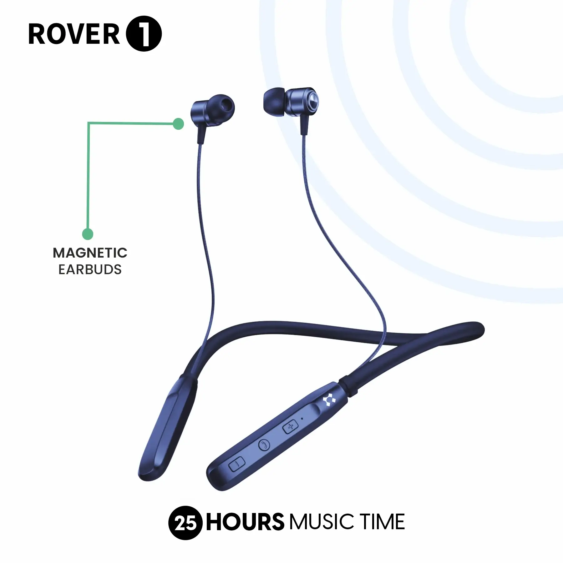 Lyne Rover 1 Neckband 25 Hours Playtime, Magnetic Buds, Dual Pairing, 10mm Drivers, Full Charge in 90 Min, Best Comfort