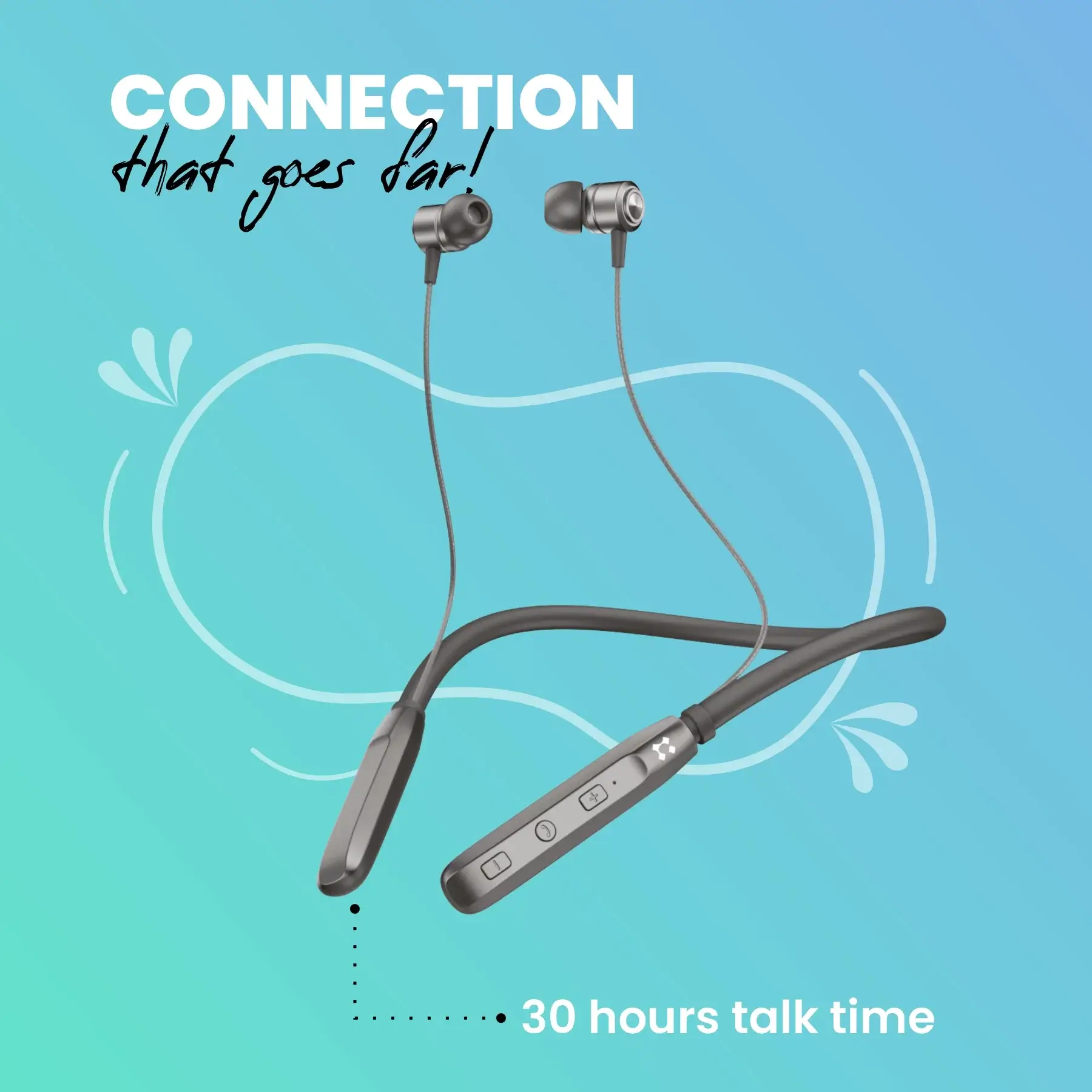 Lyne Rover 1 Neckband 25 Hours Playtime, Magnetic Buds, Dual Pairing, 10mm Drivers, Full Charge in 90 Min, Best Comfort