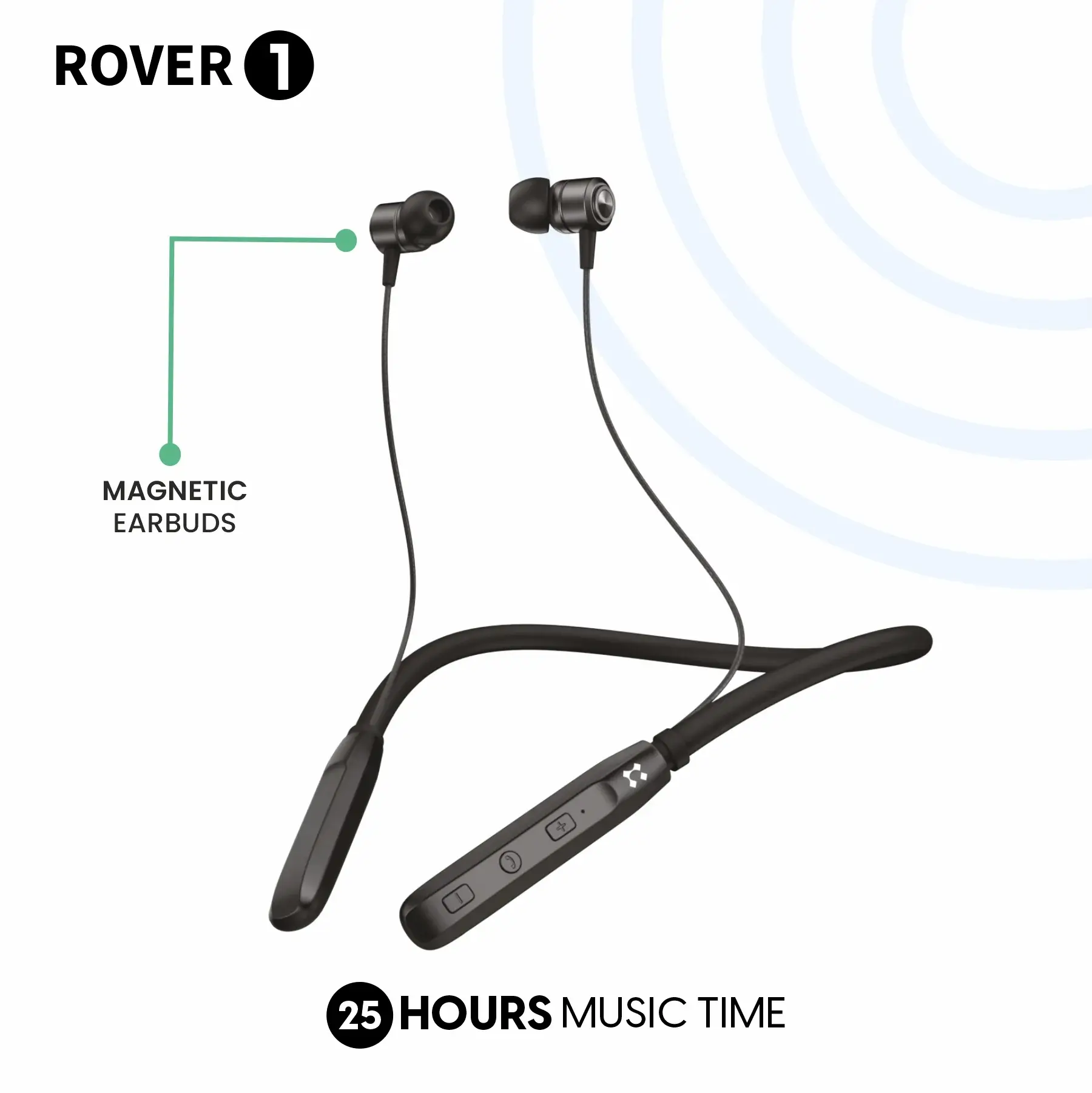 Lyne Rover 1 Neckband 25 Hours Playtime, Magnetic Buds, Dual Pairing, 10mm Drivers, Full Charge in 90 Min, Best Comfort