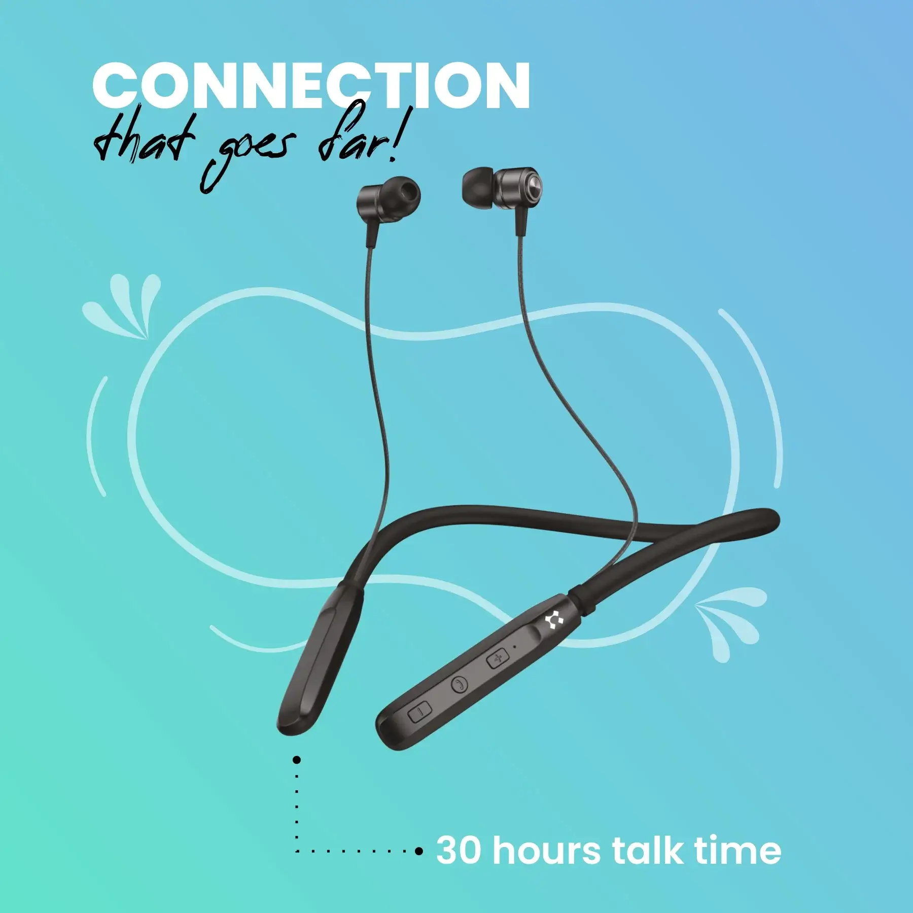 Lyne Rover 1 Neckband 25 Hours Playtime, Magnetic Buds, Dual Pairing, 10mm Drivers, Full Charge in 90 Min, Best Comfort