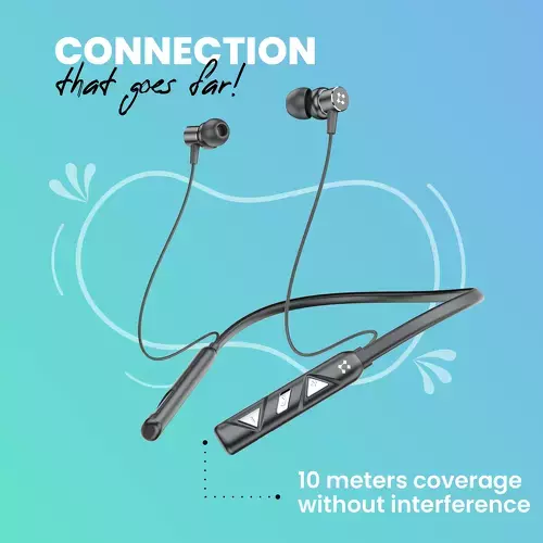 Lyne Rover 5 Neckband 30 Hours Playtime, Magnetic buds, dual pairing, 10mm drivers, 10m coverege