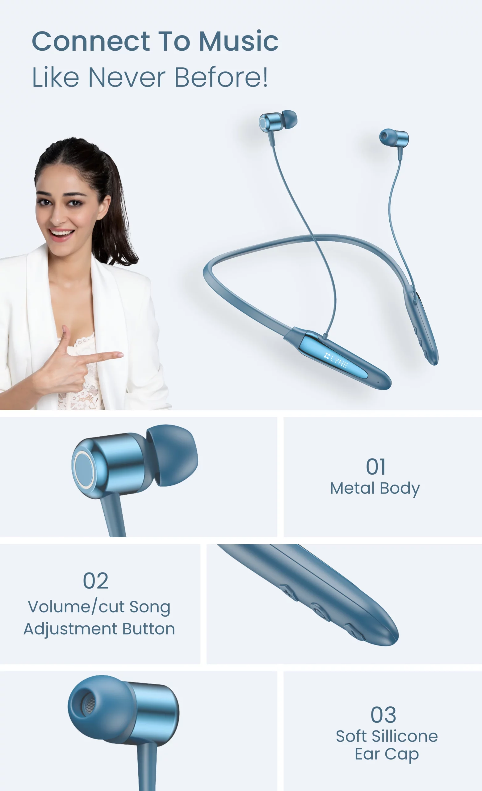 Lyne Rover 15 Neckband 24 Hours Playtime, Dual Pairing, 10mm Drivers, Best Comfort