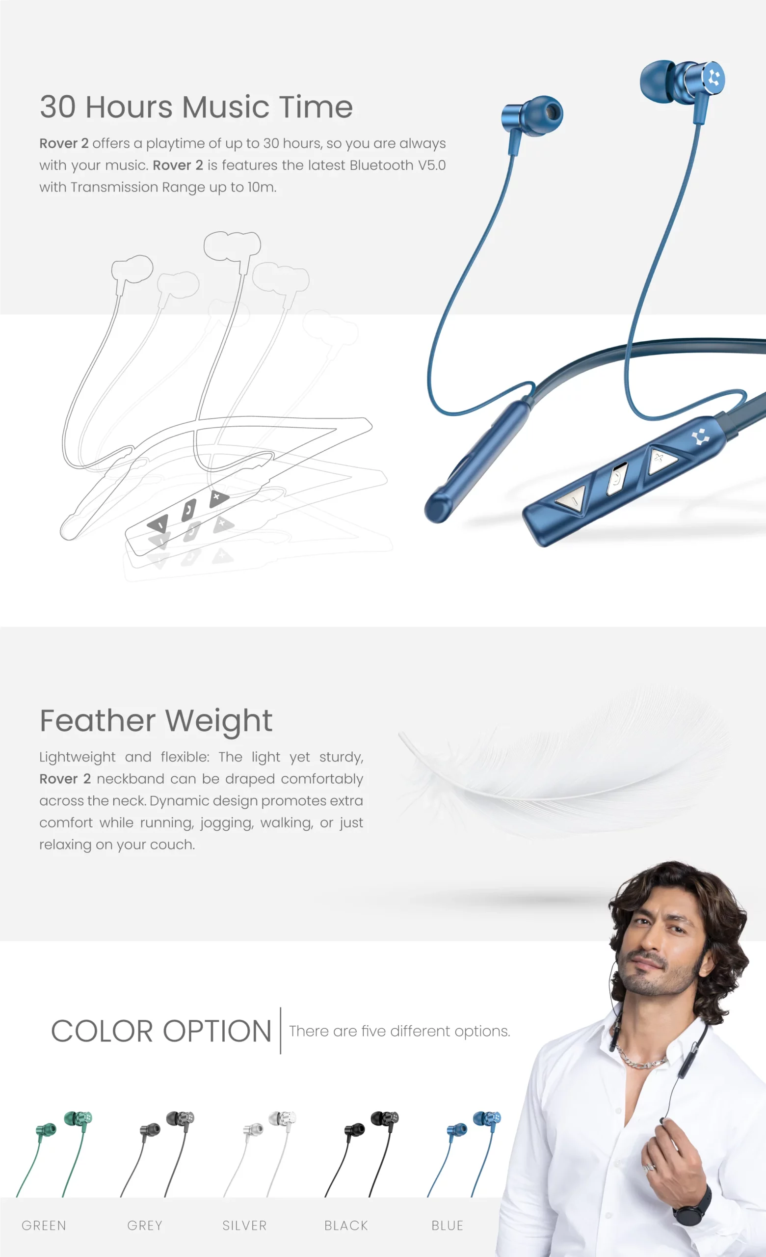 Lyne Rover 1 Neckband 30 Hours Playtime, Dual Pairing, 10mm Driver, Best Comfort
