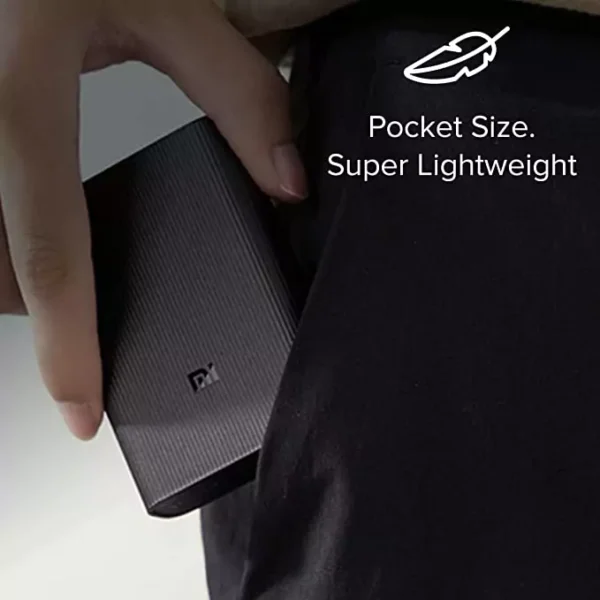MI 10000mAh Powerbank Pocket Pro black color 22.5 Watt Lithium Ion, Lithium Polymer with Fast Charging, Dual Input Ports (Micro-USB and Type C), Triple Output Ports