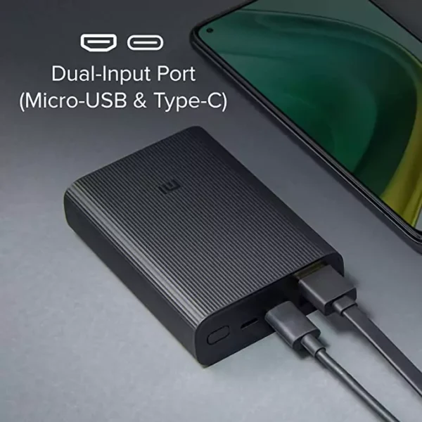 MI 10000mAh Powerbank Pocket Pro black color 22.5 Watt Lithium Ion, Lithium Polymer with Fast Charging, Dual Input Ports (Micro-USB and Type C), Triple Output Ports