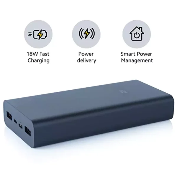zopic MI Power Bank 3i 20000mAh Lithium black color Polymer 18W Fast Power Delivery Charging | Input- Type C | Micro USB| Triple Output