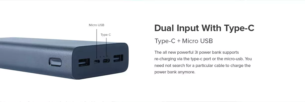 zopic MI Power Bank 3i 20000mAh Lithium black color Polymer 18W Fast Power Delivery Charging | Input- Type C | Micro USB| Triple Output