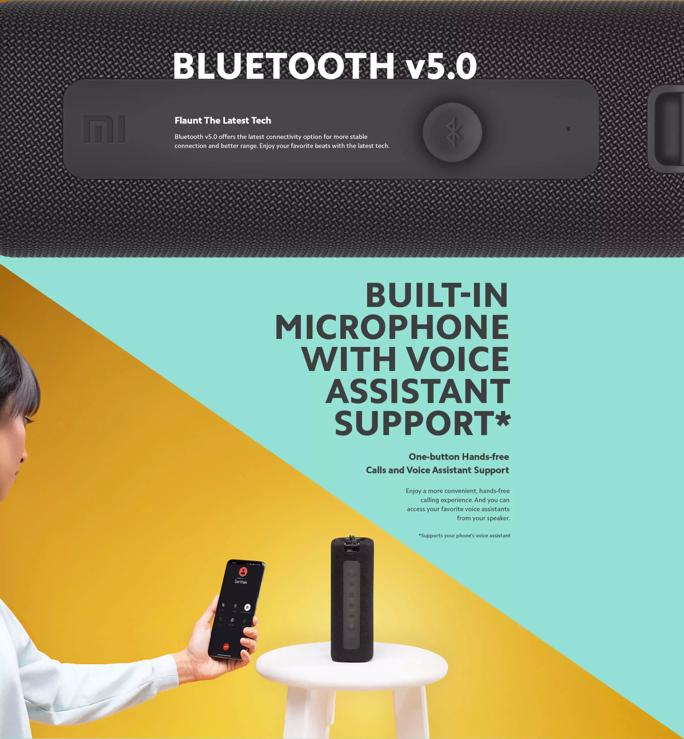 zopic Mi Portable Bluetooth Speaker with 16W Hi-Quality Speaker, Type C Charging, Upto 13hrs of Playback Time & IPX7 Waterproof