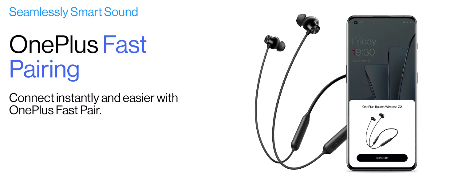 zopic OnePlus Bullets Z2 Neckband Bluetooth Wireless in Ear Earphones with Mic, Bombastic Bass - 12.4 Mm Drivers, 10 Mins Charge - 20 Hrs Music, 30 Hrs Battery Life