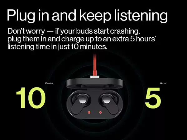 OnePlus Nord Buds Earbuds True Wireless in Ear with Mic, 12.4mm Titanium Drivers, Playback:Up to 30hr case, 4-Mic Design + AI Noise Cancellation, IP55 Rating, Fast Charging
