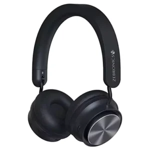 zopic Zebronics Zeb Bang PRO black color Headphone Bluetooth v5.0 On Ear 30H Backup, Foldable Design, Call Function, Voice Assistant Feature, Built-in Rechargeable Battery, Type C Charging, 40mm Driver and AUX