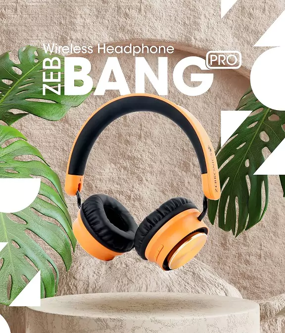 zopic Zebronics Zeb Bang PRO red color Headphone Bluetooth v5.0 On Ear 30H Backup, Foldable Design, Call Function, Voice Assistant Feature, Built-in Rechargeable Battery, Type C Charging, 40mm Driver and AUX