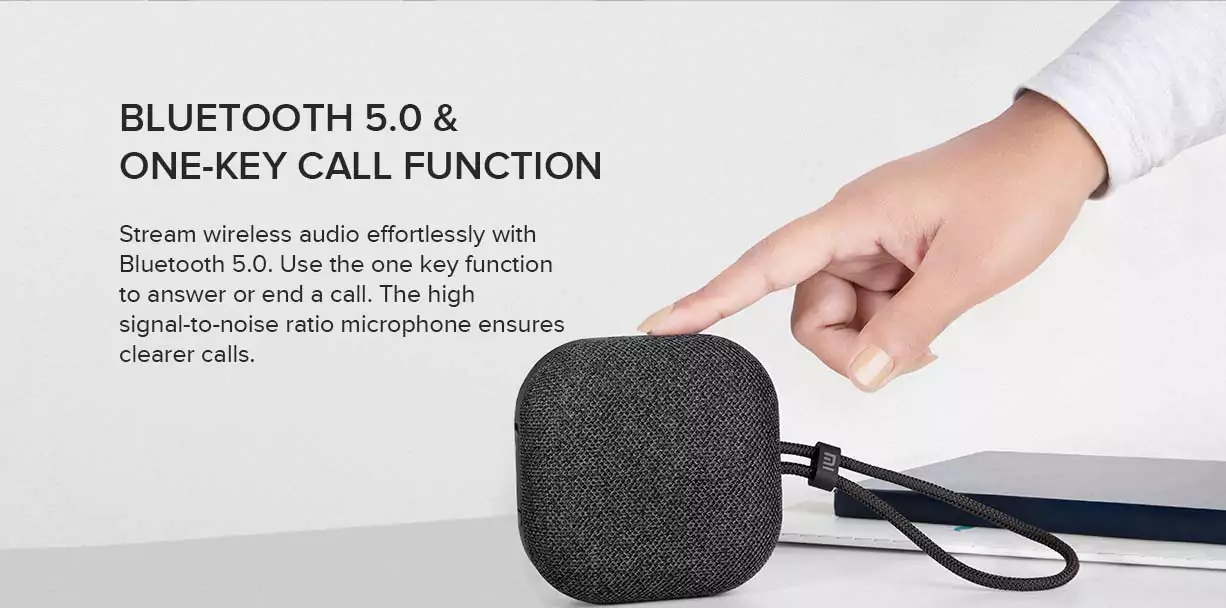 zopic black color MI Outdoor Bluetooth Speaker (5W) Up to 20 Hours Battery Life, Dynamic Sound Effect, Bluetooth 5.0, IPX5 Splash Proof, Compact & Premium Mesh Design