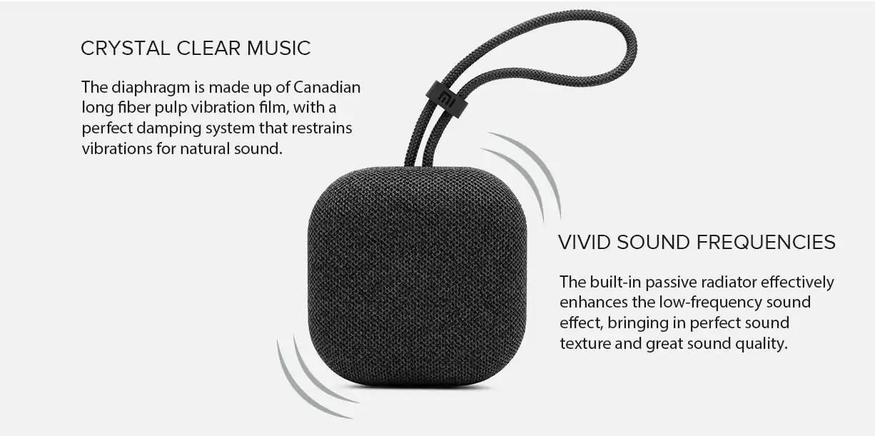 zopic black color MI Outdoor Bluetooth Speaker (5W) Up to 20 Hours Battery Life, Dynamic Sound Effect, Bluetooth 5.0, IPX5 Splash Proof, Compact & Premium Mesh Design
