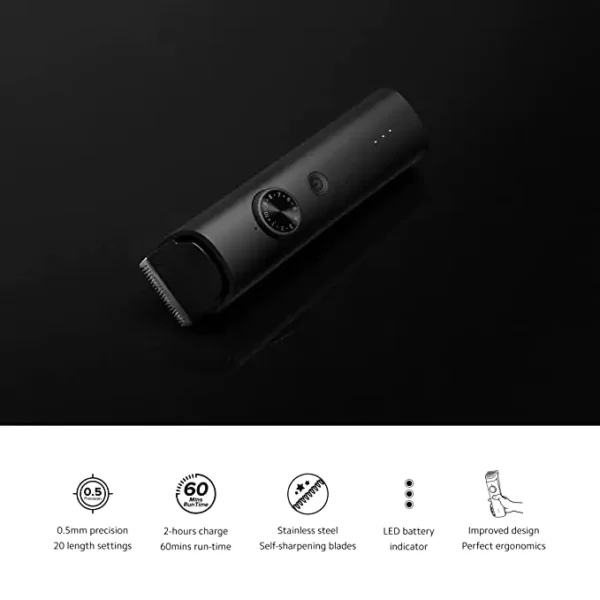 zopic MI Beard Trimmer 1C black color Cordless, 60 Minutes of usage with 20 length settings, USB Fast charging, black color