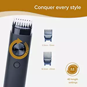 zopic Mi Beard Trimmer black color 90 mins runtime, for men, full body Waterproof IPX7, Fast Charging, 40 length settings, cordless+ corded dual use, charging indicator, Travel lock, Black Color