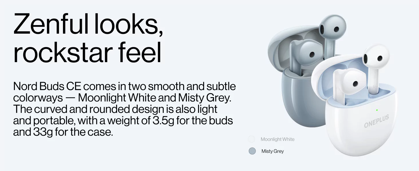 zopic OnePlus Nord Buds CE Earbuds Bluetooth Truly Wireless in Ear, 20 Hours Playtimr, Sweatproof, Fast Charging,