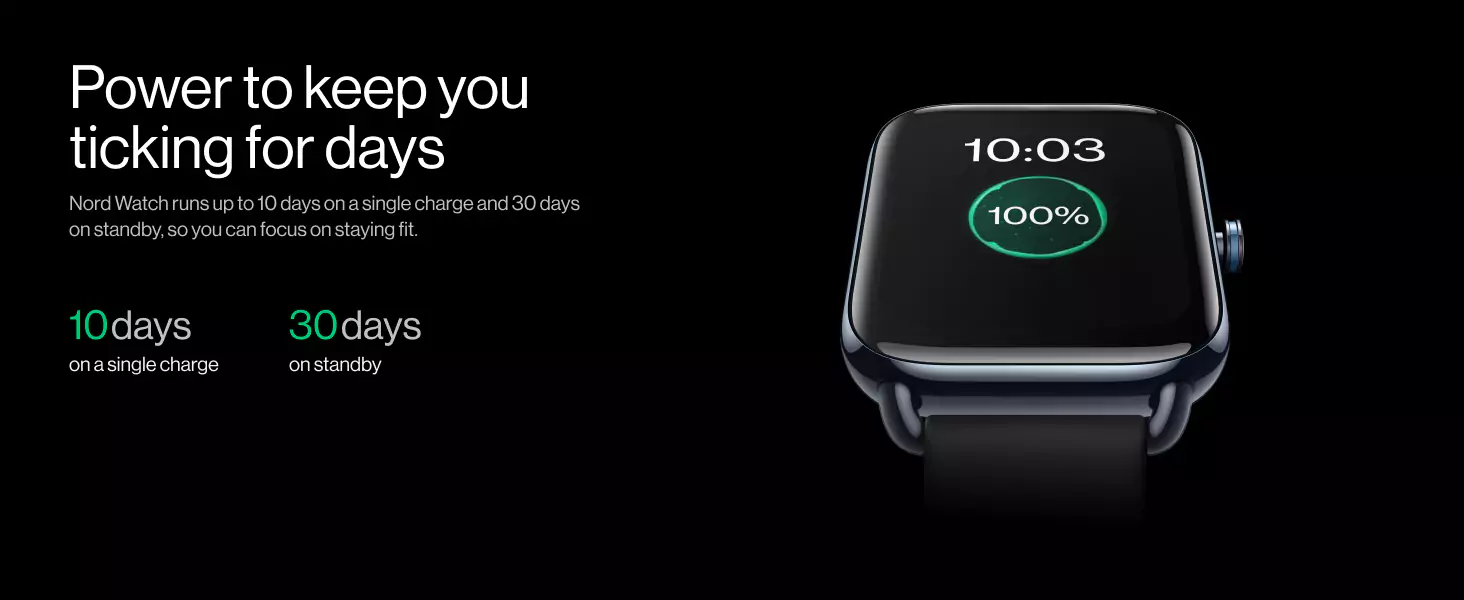 zopic OnePlus Nord Smartwatch black color with 1.78” AMOLED Display, 60 Hz Refresh Rate, 105 Fitness Modes, 10 Days Battery, SPO2, Heart Rate, Stress Monitor, Women Health Tracker & Multiple Watch Face