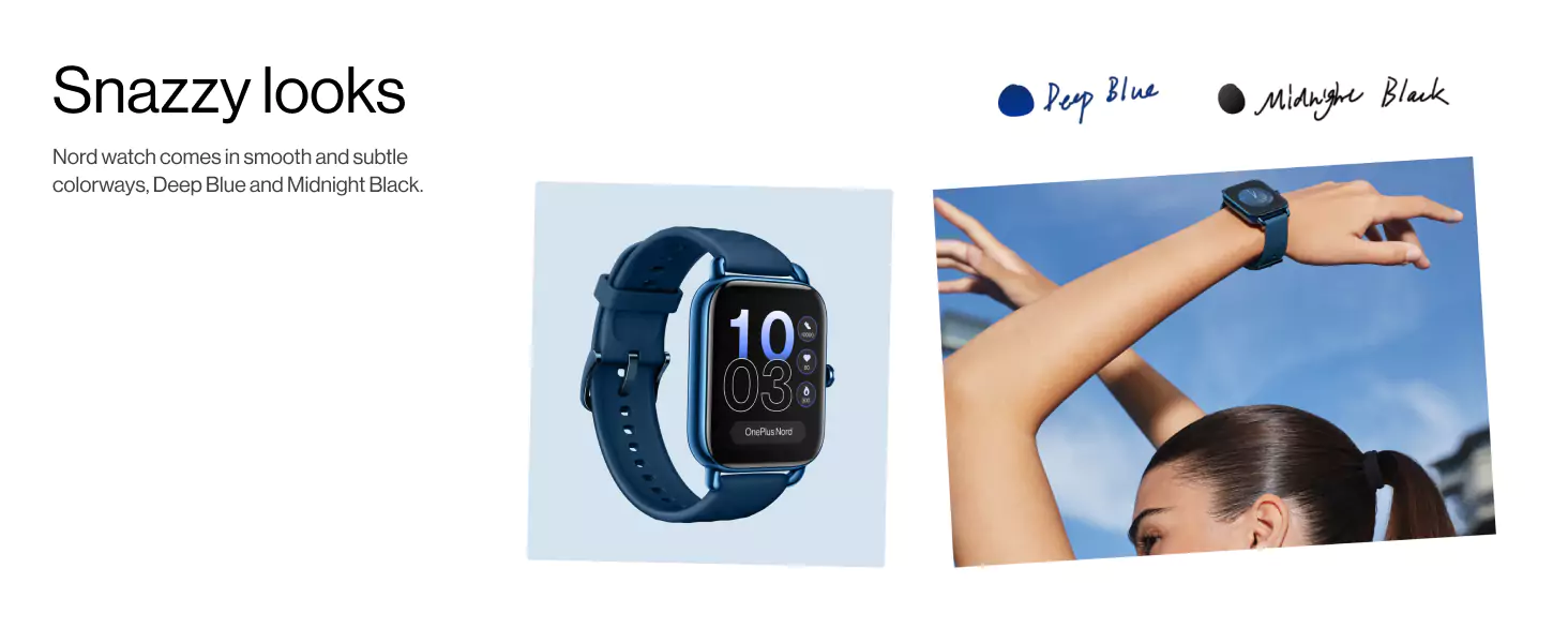 zopic OnePlus Nord Smartwatch black color with 1.78” AMOLED Display, 60 Hz Refresh Rate, 105 Fitness Modes, 10 Days Battery, SPO2, Heart Rate, Stress Monitor, Women Health Tracker & Multiple Watch Face