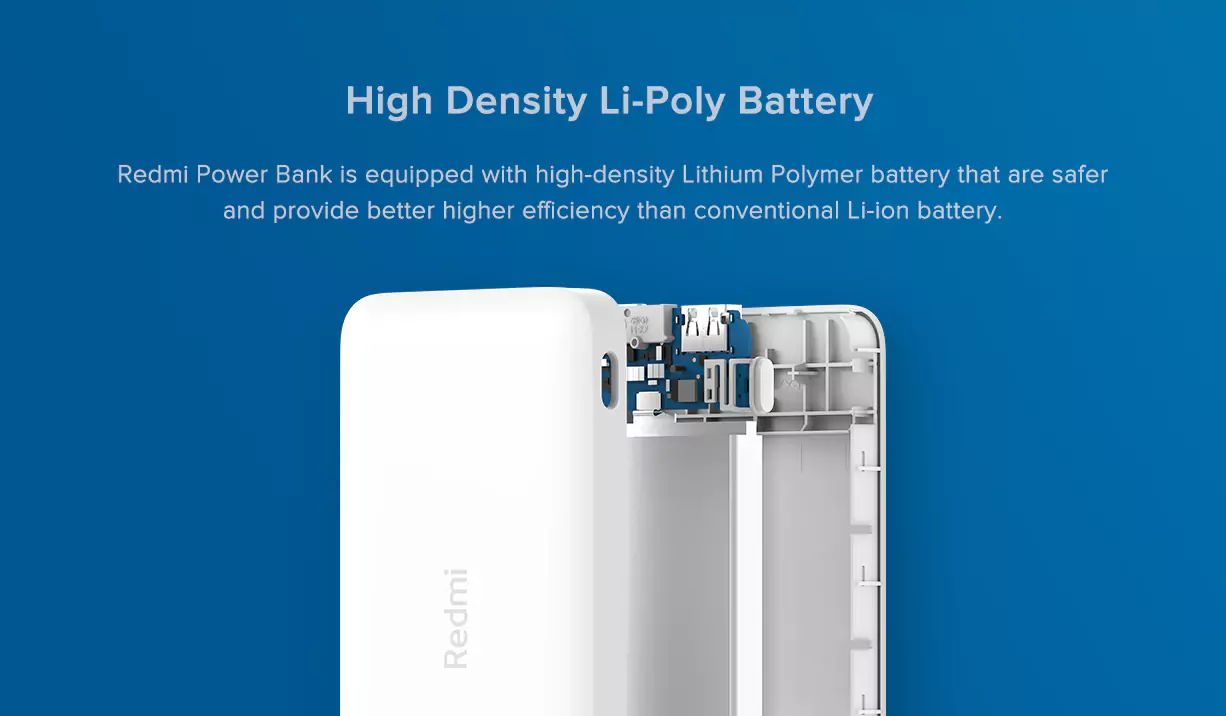 zopic Redmi 10000mAh 10 Watt Lithium Polymer Power Bank with Fast Charging, Dual input ports (Micro USB & Type-C)