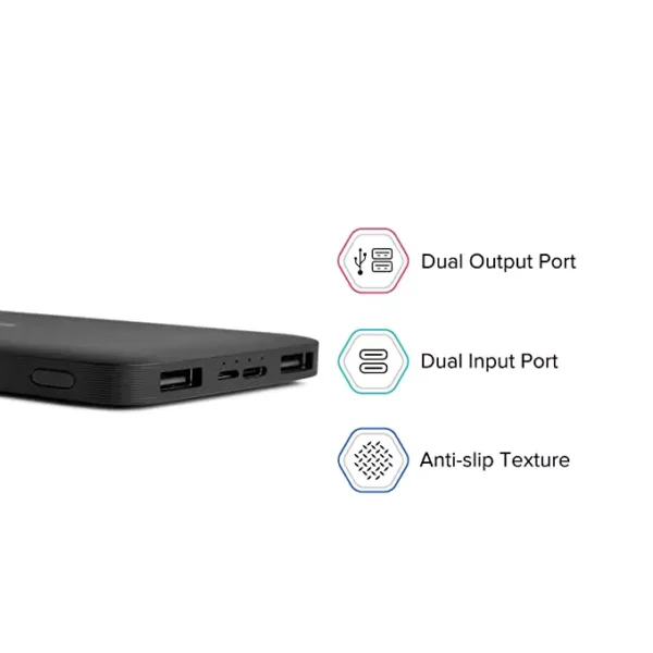 zopic Redmi 10000mAh 10 Watt Lithium Polymer Power Bank with Fast Charging, Dual input ports (Micro USB & Type-C)